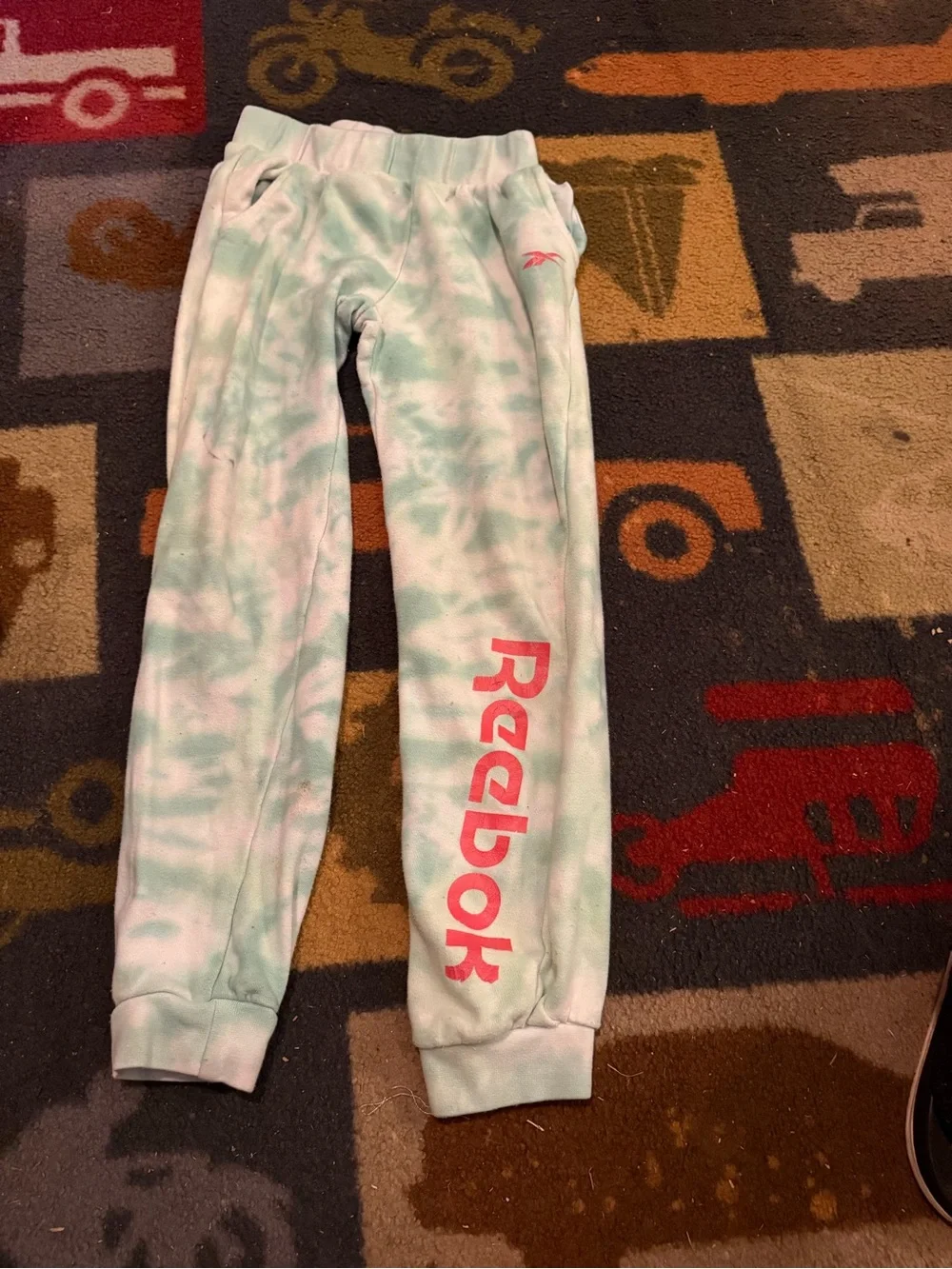 Reebok Kids' Mint Tie-Dye Jogger Pants with Pink Logo
